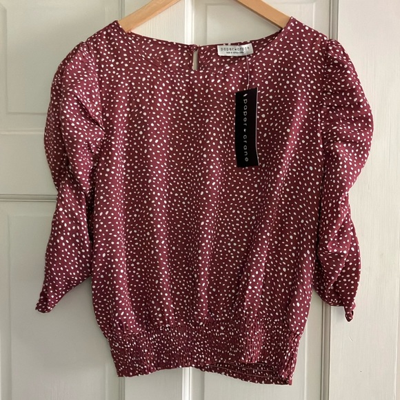Paper Crane Tops - NWT Rouched Sleeve Blouse